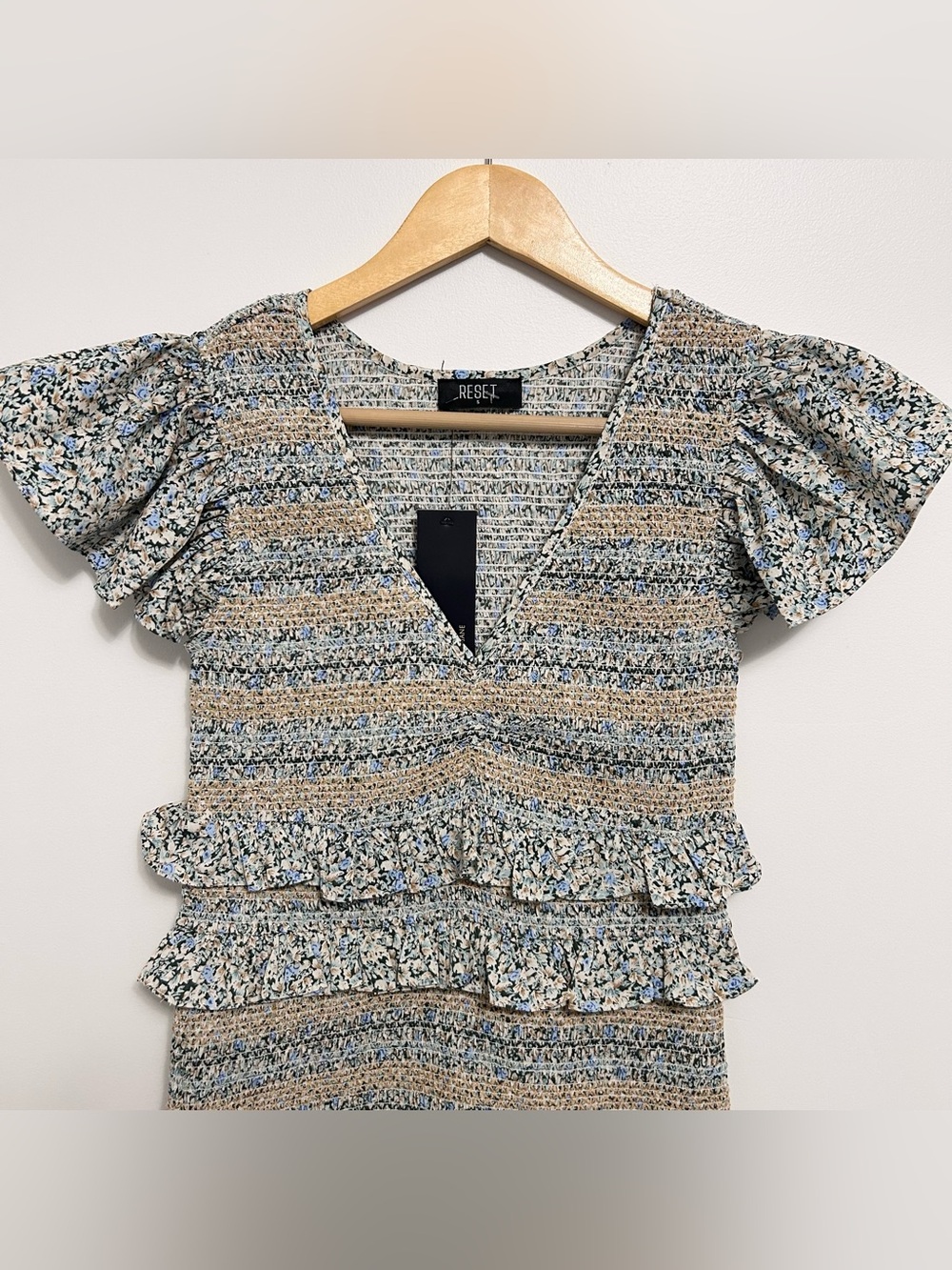 Reset By Jane Smocked Floral Mini Dress S - Picture 4 of 9